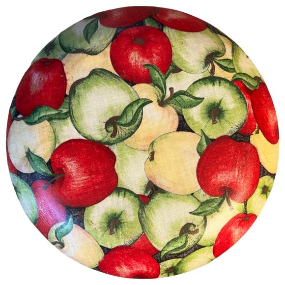 RARE! Vtg Decoupage APPLE PLATE Red Green Yellow Apples Vivid Fruit 10” D MINT! - Picture 4 of 4